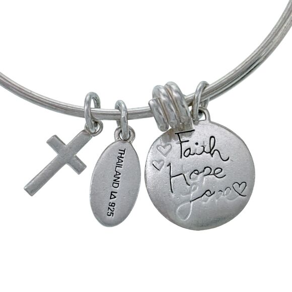 Footnotes Sterling Silver Extraordinary Life Cross Charm Slide Bracelet 7.25" - Picture 3 of 6